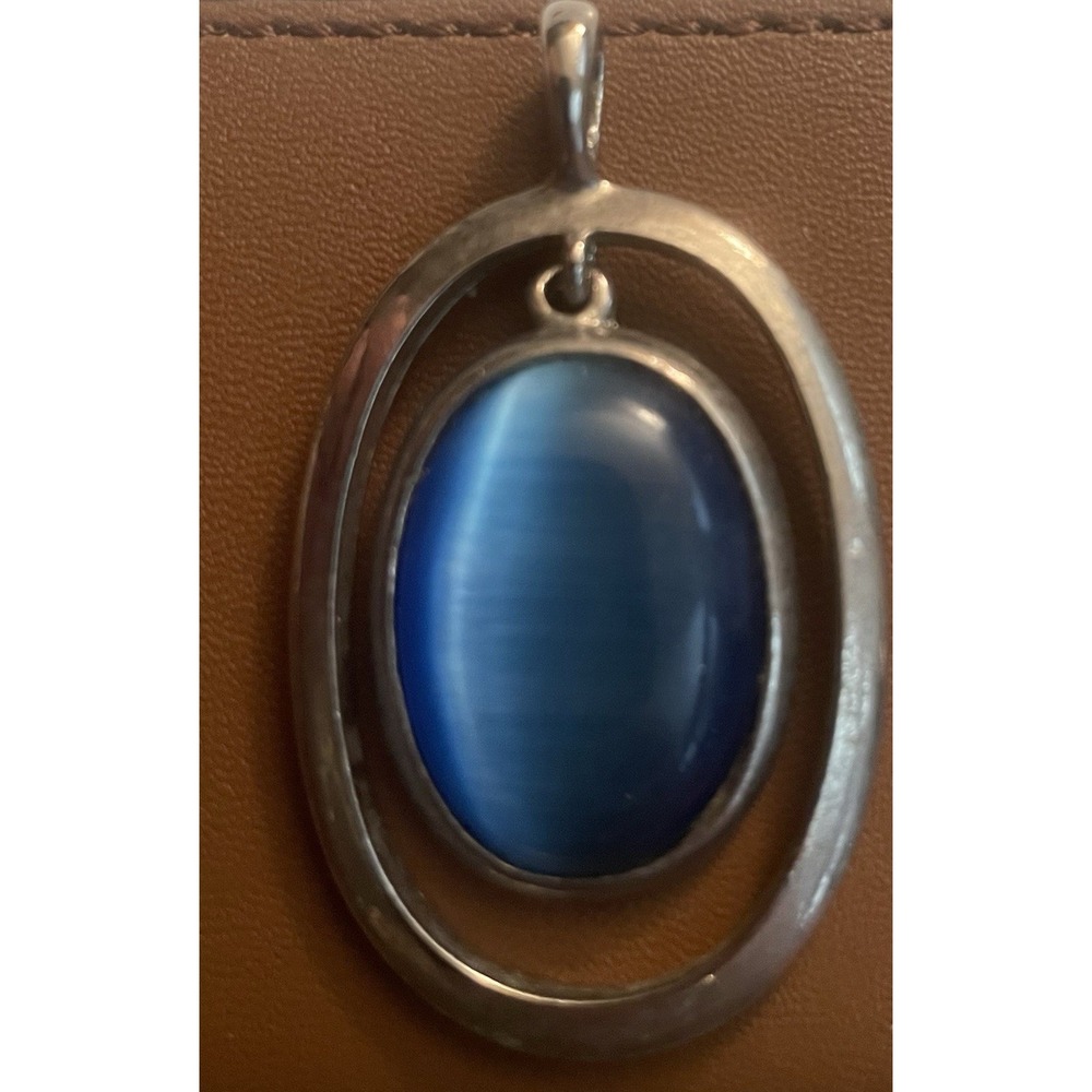 Blue Cat's Eye Vintage Silver Pendant